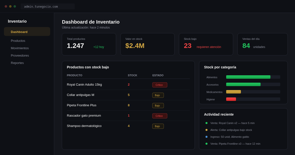 Sistema de gestión de inventario