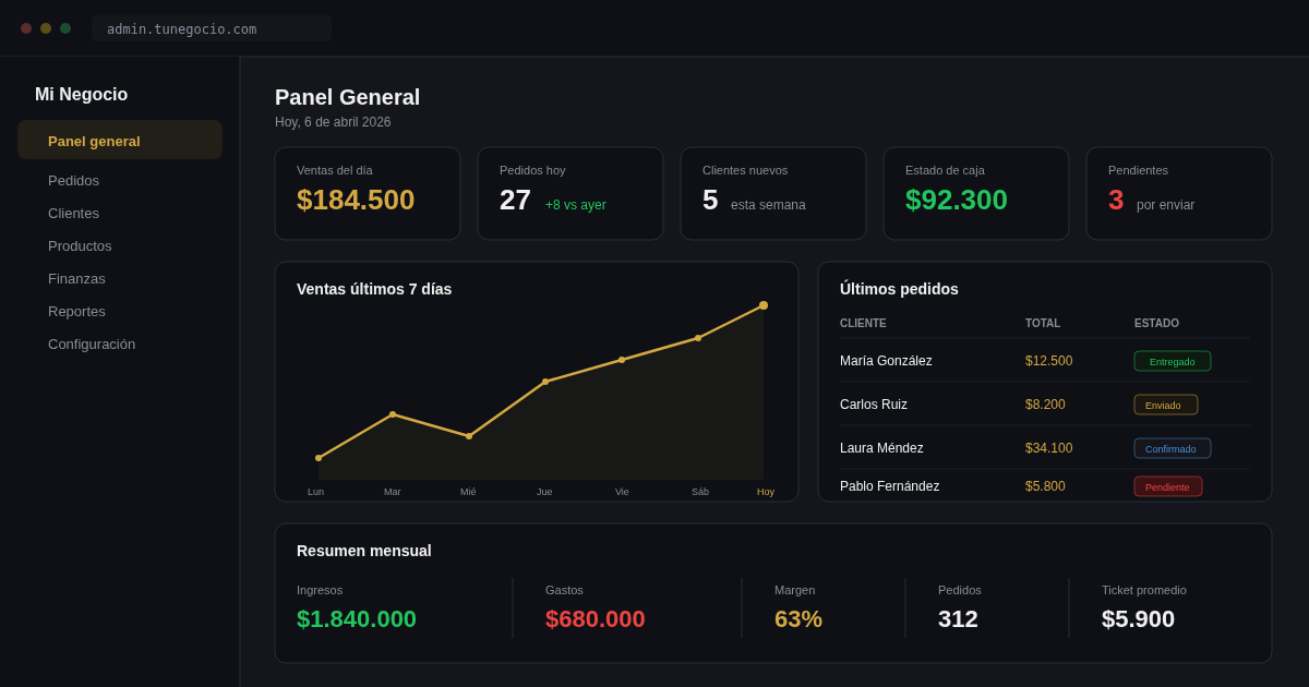 Panel de administración a medida