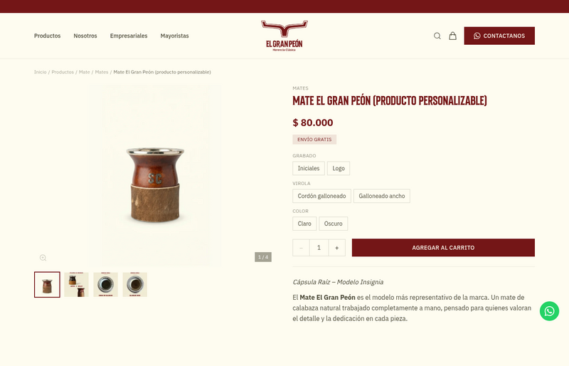 El Gran Peón — página de producto con personalización