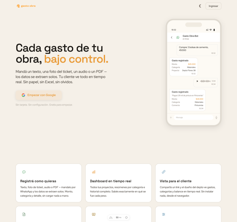 Gasto Obra — dashboard de gastos de construcción
