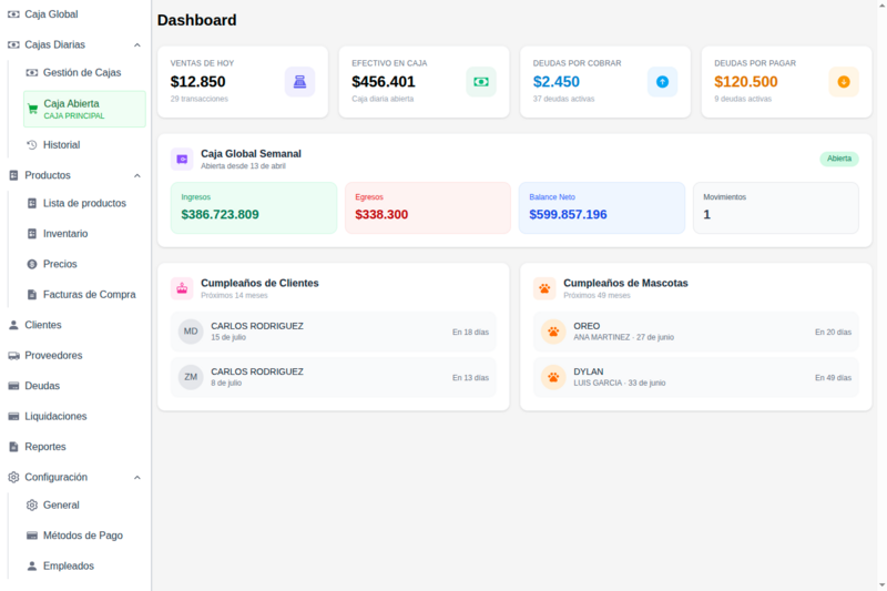 Pet Universe — panel de administración para pet shop