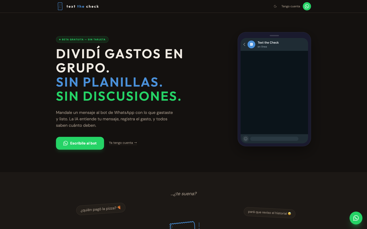 Sitio de Text the Check
